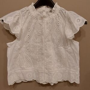 Source Unknown White Eyelet Blouse